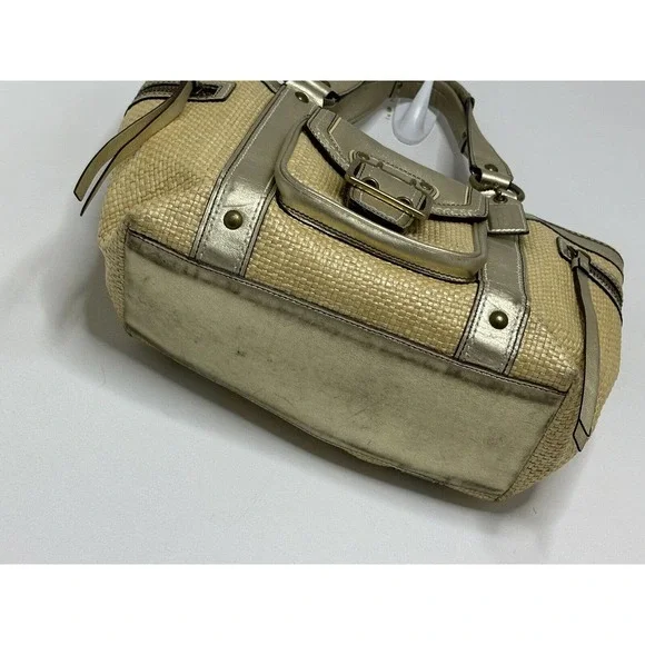COACH Vintage Metallic Straw Leather Woven Tote Hand Bag - Picture 3 of 10